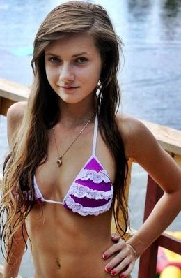Young beautiful goddess in swimsuit,