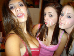 Three facial jizzed girlfriends in this